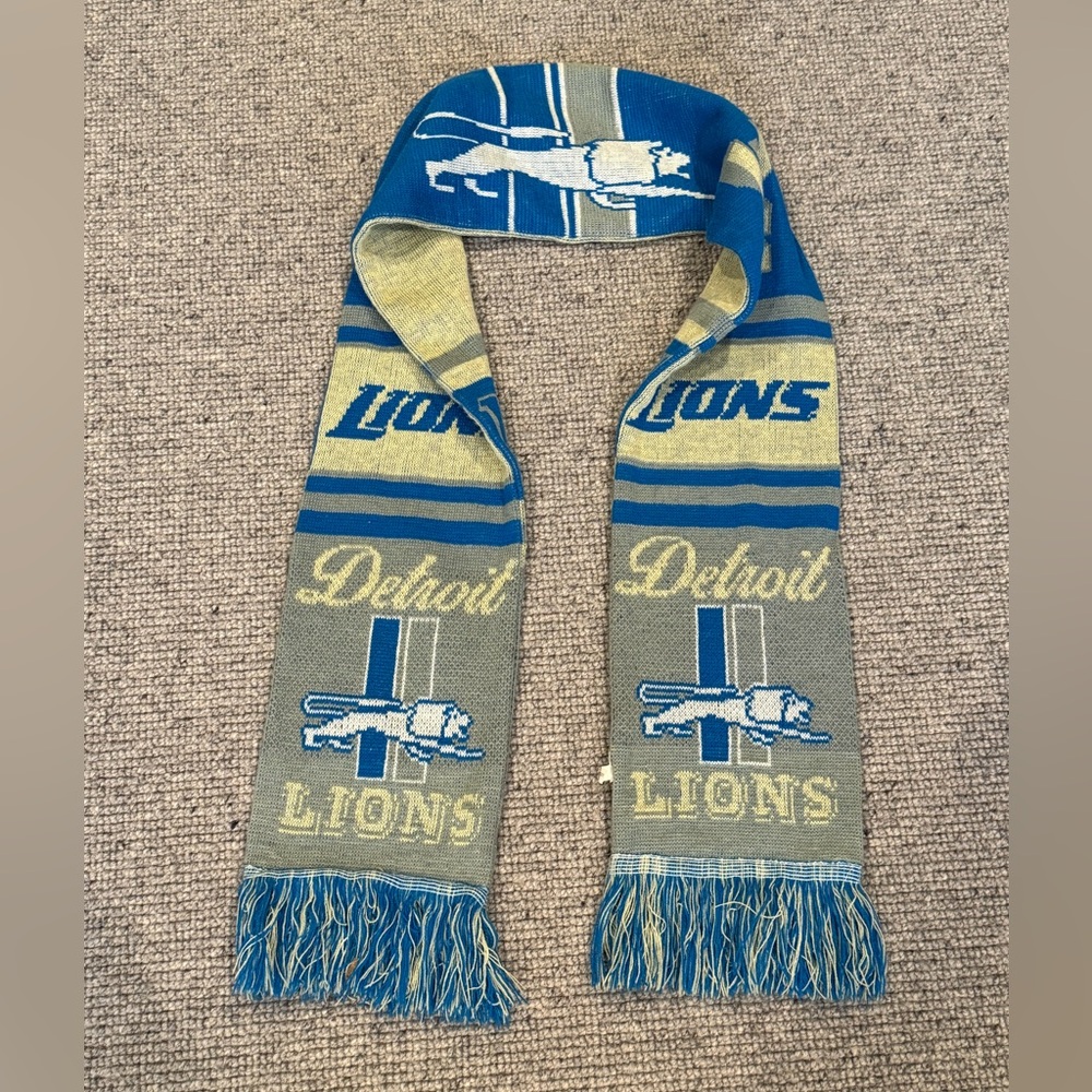 Detroit Lions Scarf 1934 FOCO NFL Neck Warm Winter Soft 64" x 7" Blue Grey